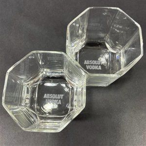 RARE 2 Absolut Vodka Octagon Rocks Glasses France
